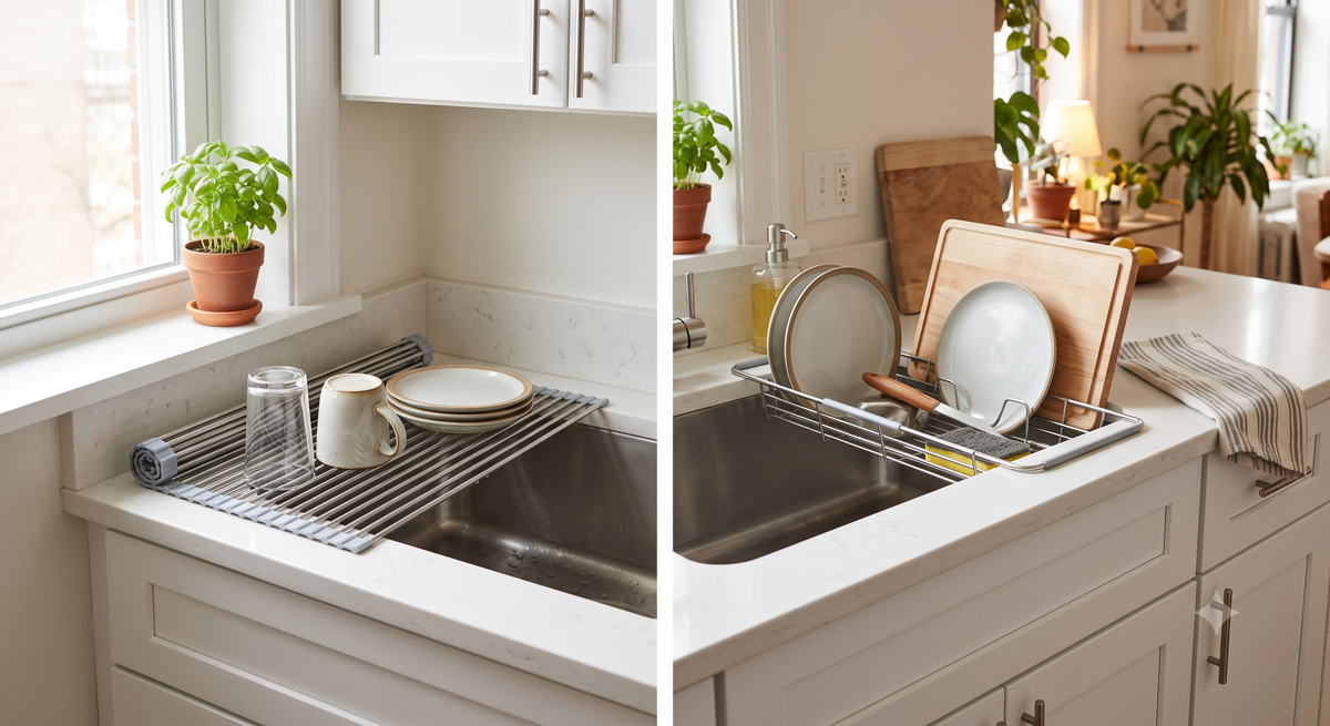 The Best Roll-Up &amp; Over-the-Sink Dish Drying Racks for Tight Spaces