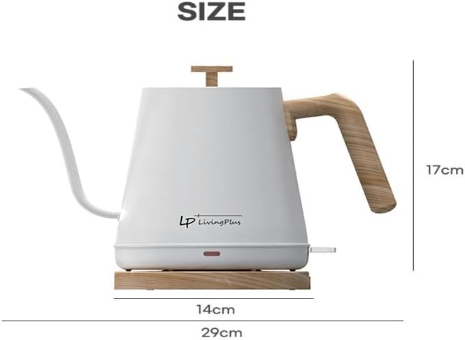 Modern Electric Gooseneck inner Stainless Steel Kettle, 1200W Quick Heating, One touch, Auto Shut off with Elegant Wood Grain design 800ML (White)