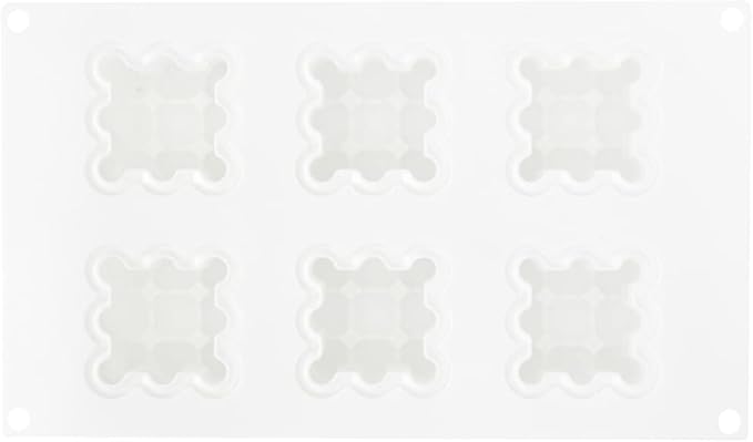 Restaurantware-6 Cavities Pastry & Baking Mold, 1 Oven-Ready 3D Mold - Flexible, Freezable, White Silicone Silicone Mold For Baking, Easy Release, For Chocolate, Cheesecake, Jelly, Or Mousse