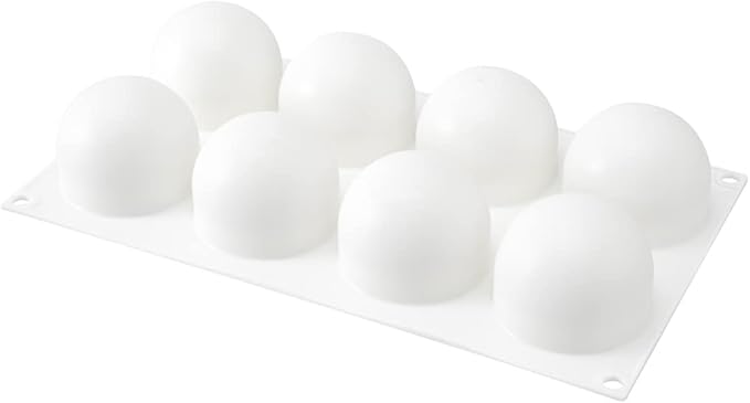 Restaurantware-Pastry Tek 8 Cavities Ball Mold, 1 Oven-Ready Chocolate Mold - Flexible, Freezable, White Silicone Baking Mold, Easy Release, For Making Candies or Chocolates