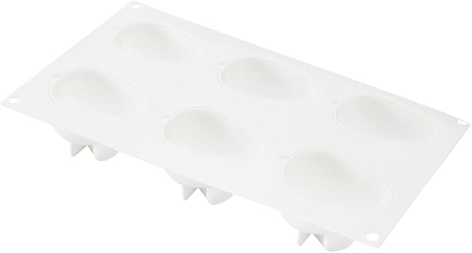 Pastry Tek 6 Cavities Chocolate Bunny Mold, 1 Oven-Ready Easter Candy Mold - Flexible, Freezable, White Silicone Bunny Pan, Easy Release, For Baking - Restaurantware