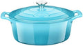 La Cuisine Enameled Cast Iron Oval Dutch Oven Casserole Pot with Lid 5 QT Internal Matte Black Enamel for bread baking, 2-ton Teal Enamel Coating Finish Exterior,Oven Safe up to 500° F