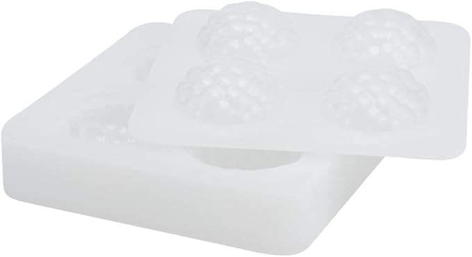 Pastry Tek 4 Cavities Fruit Silicone Molds, 10 Oven-Ready Berry Molds - Flexible, Freezable, White Silicone Lychee Berry Molds, Easy Release, For Baking