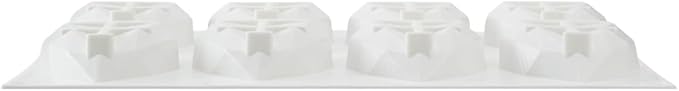 Pastry Tek 8 Cavities Diamond Heart Molds, 10 Oven-Ready Geometric Heart Molds - Flexible, Freezable, White Silicone Heart Baking Molds, Easy Release, For Baking - Restaurantware