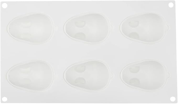 Pastry Tek 6 Cavities Chocolate Bunny Mold, 1 Oven-Ready Easter Candy Mold - Flexible, Freezable, White Silicone Bunny Pan, Easy Release, For Baking - Restaurantware