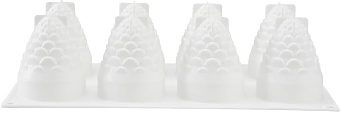 Pastry Tek 8 Cavities Pineapple Molds, 10 Oven-Ready Pineapple Jello Molds - Flexible, Freezable, White Silicone Tropical Fondant Molds, Easy Release, For Baking - Restaurantware
