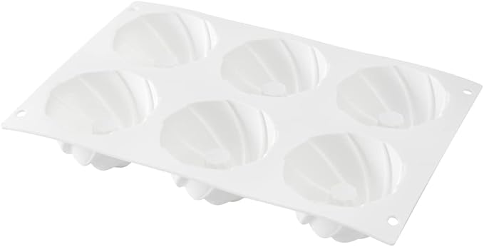 Pastry Tek 6 Cavities Mini Bundt Cake Pans, 10 Oven-Ready Mini Fluted Tube Cake Pans - Flexible, Freezable, White Silicone Baking Molds, Easy Release, For Baking Cupcakes or Donuts - Restaurantware