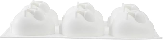 Pastry Tek 6 Cavities Chocolate Bunny Mold, 1 Oven-Ready Easter Candy Mold - Flexible, Freezable, White Silicone Bunny Pan, Easy Release, For Baking - Restaurantware