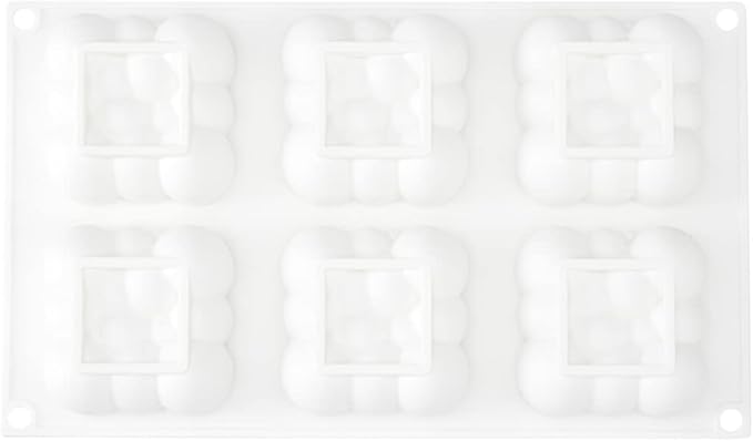 Restaurantware Pastry Tek 6 Cavity Cloud Molds, 10 Oven-Ready Bubble Cake Molds - Flexible, Freezable, White Silicone, Easy Release, For Baking