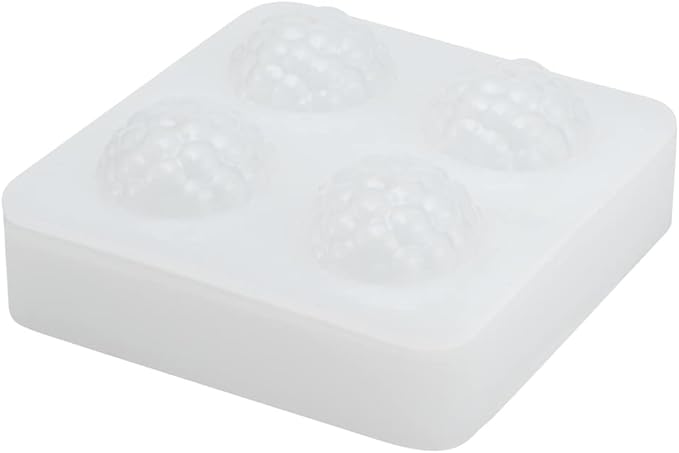 Pastry Tek 4 Cavities Fruit Silicone Molds, 10 Oven-Ready Berry Molds - Flexible, Freezable, White Silicone Lychee Berry Molds, Easy Release, For Baking
