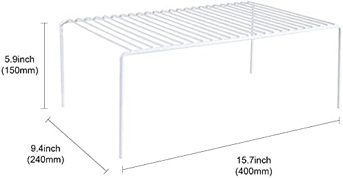 Kitchen Cabinet Shelf Organizer Set of 5, Large (15.7 x 9.4 inch) Metal Wire Pantry Storage Shelves, Dish Plate Racks for Cabinets, Freezer, Counter, Cupboard Organizers and Storage, White