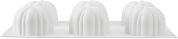 Restaurantware-Pastry Tek 6 Cavities Pumpkin Cake Mold, 1 Oven-Ready 3D Pumpkin Mold - Flexible, Freezable, White Silicone Baking Mold, Easy Release, For Baking Treats