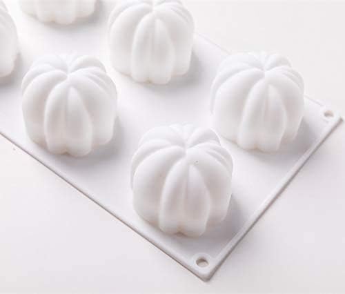 Halloween Pumpkin Silicone Molds for Mousse Cake, 3D Baking Dessert Molds for Chocolate, Pudding, Jelly, Cheesecake, Pastry (6-Cavity)