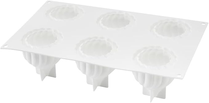 Pastry Tek 6 Cavities Spiral Silicone Mold, 1 Oven-Ready Spiral Mold - Flexible, Freezable, White Silicone Spiral Jello Mold, Easy Release, For Baking - Restaurantware