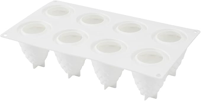 Pastry Tek 8 Cavities Pineapple Molds, 10 Oven-Ready Pineapple Jello Molds - Flexible, Freezable, White Silicone Tropical Fondant Molds, Easy Release, For Baking - Restaurantware