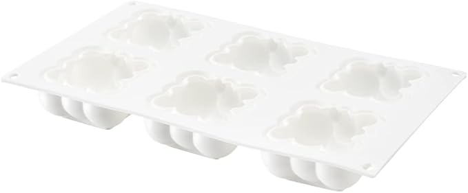 Restaurantware Pastry Tek 6 Cavity Cloud Molds, 10 Oven-Ready Bubble Cake Molds - Flexible, Freezable, White Silicone, Easy Release, For Baking