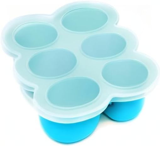WeeSprout Silicone Freezer Tray with Clip on Lid Perfect Food Storage Container for Homemade Baby Food, Vegetable, Fruit Purees, and Breast Milk (Bright Blue, Six 3 Ounce Sections)