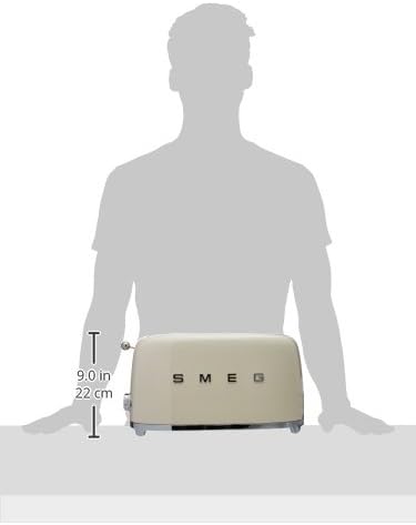 Smeg 50's Style Retro Aesthetic 4 Slice Toaster 6 Presets with 2 Extra Wide Slots, Cream