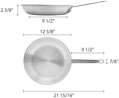 12” Aluminum Frying Pan with Plated Iron Riveted Handle Pan for Restaurants and Cafes Egg Pan Omelet Pans Professional Cookware Commercial Grade Mirror-Finish