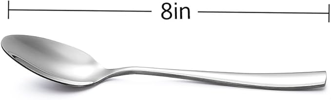 12-Piece Large Stainless Steel Dinner Spoons,8 Inches