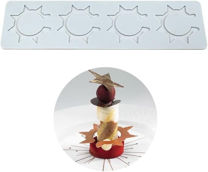 Silicone Molds 3D Hollow Leaf Chocolate Molds Honeycomb Bee Candy Mold Flower Pattern Fondant Mold Cake Topper Sugar Craft Decoration (O_Sun_9.6 * 2.68 * 0.08inch)