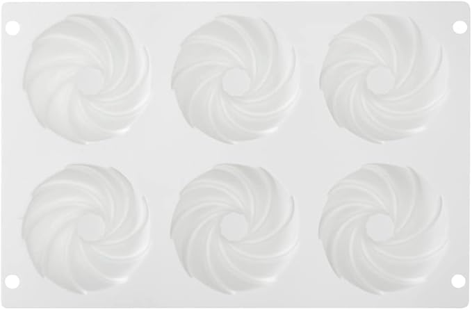 Pastry Tek 6 Cavities Mini Bundt Cake Pan, 1 Oven-Ready Mini Fluted Tube Cake Pan - Flexible, Freezable, White Silicone Baking Mold, Easy Release, For Baking Cupcakes or Donuts - Restaurantware