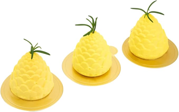 Pastry Tek 8 Cavities Pineapple Molds, 10 Oven-Ready Pineapple Jello Molds - Flexible, Freezable, White Silicone Tropical Fondant Molds, Easy Release, For Baking - Restaurantware