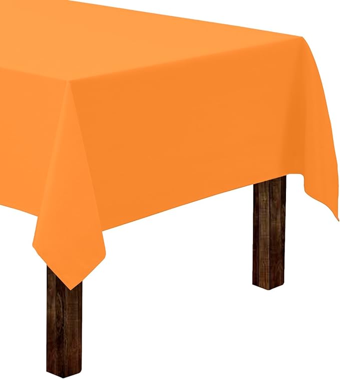 Gee Di Moda Rectangle Tablecloth - 60 x 102 Inch Orange Table Cloth for 6 Foot Rectangle Table - Heavy Duty Washable Fabric - for 6 Ft Buffet Table, Holiday Party, Dinner, Wedding & Baby Shower