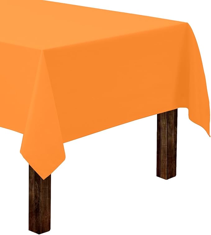 Gee Di Moda Rectangle Tablecloth - 60 x 84 Inch Orange Table Cloth for 5 Foot Rectangle Table - Heavy Duty Washable Fabric - for 5 Ft Buffet Table, Holiday Party, Dinner, Wedding & Baby Shower