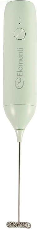 Elementi Rechargeable Milk Frother Wand & Drink Mixer Handheld - Powerful USB-C Rechargeable Frother - Hand Held Milk Foamer Whisk to Make Perfect Cappuccinos, Lattes & Drink Mixes (Mint Green)