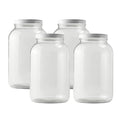 FastRack - One Gallon Wide Mouth Jar with White METAL Airtight Lid (Pack of 4) | Glass Canisters with Airtight Lids | Large Mouth Glass Jar with Fermentation Lid for brewing, fermentation and pickling