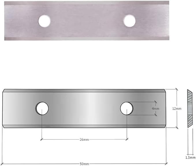 Paint Scraper Carbide Blades Double-Edged Reversible Replacement Blade (2" (50mm),10packs) By LU&MN