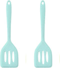 2Pack Small Silicone Turner High Heat Resistant Slotted Spatula for Fish, Eggs, Pancakes and More (12 IN, Light blue)