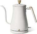 Beautiful 1L Electric Gooseneck Kettle, Precision Pour Spout, 1200W Fast Boil, Auto Shut-Off, Cordless, Stainless Steel, Tea & Coffee Maker with Ergonomic Handle, Matte Finish, White Icing