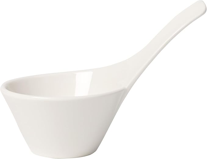Villeroy & Boch NewWave Collection Round Dip Bowl with Handle, Premium Porcelain, Made in Germany, 2oz capacity, White