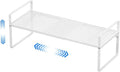 Expandable Counter Shelf, Adjustable Height Spice Rack Metal Mesh Board Shelf Organization for Kitchen Pantry Bathroom Office -White