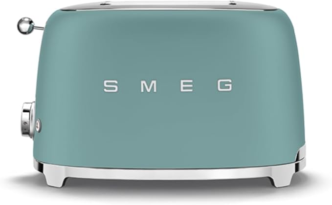 SMEG 2 Slice Toaster with 6 Presets and Defrost Function and Removable Crumb Tray (Jade)