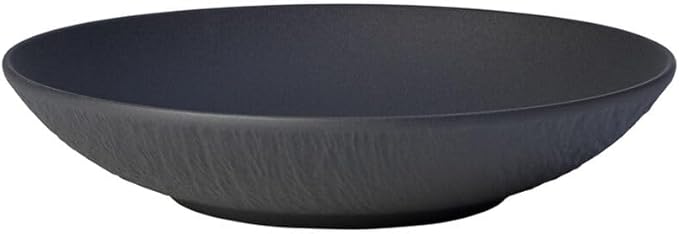 Villeroy & Boch Manufacture Rock 4-Piece Place Setting, Dinner Plate, Salad Plate, Rice Bowl, Pasta Bowl, Premium Porcelain, Made in Germany, Matte Black