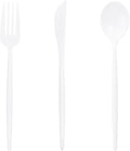 Supernal 180PCS White Plastic Silverware,White Utensils Set Disposable,Disposable Silverware Include 60 Forks,60 Knives,60 Spoons,Heavy Duty Party Cutlery for Birthday,Dinner,Wedding