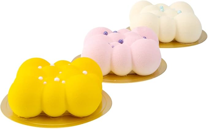 Restaurantware Pastry Tek 6 Cavity Cloud Molds, 10 Oven-Ready Bubble Cake Molds - Flexible, Freezable, White Silicone, Easy Release, For Baking