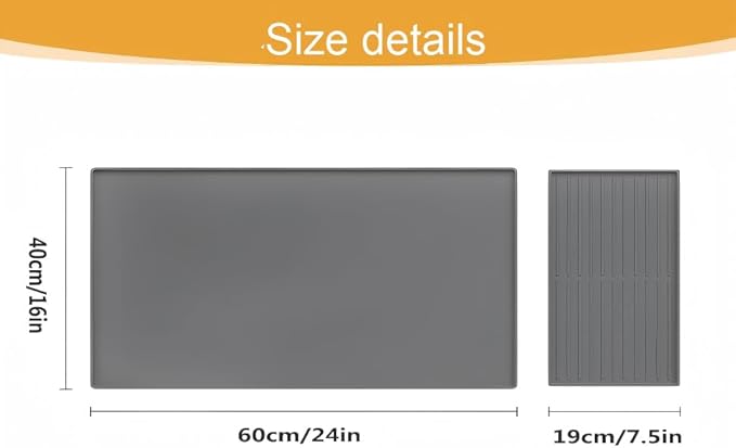 Silicone Coffee Pad, 24-inch x 16-inch Mat, with Removable Baking Tray, Fits Coffee Machines and Baking Sheets, Black