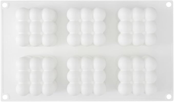 Restaurantware-6 Cavities Pastry & Baking Mold, 1 Oven-Ready 3D Mold - Flexible, Freezable, White Silicone Silicone Mold For Baking, Easy Release, For Chocolate, Cheesecake, Jelly, Or Mousse