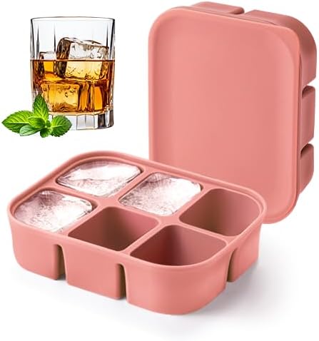 Ice Cube Tray 2 Pack - Stackable Large Silicone Ice Cube Freezer Molds & Easy Release Square Ice Cube Maker with Removable Lid BPA Free for Cocktail,Whiskey,Soup Baby Food