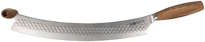 BOSKA Stainless Steel Cheese Knife - For All Types of Cheese Pizza - Multi-Functional Cheese Slicer - Handheld Slicer - Silver Non-Stick Oak Wood - Dishwasher Safe - For Kitchen Cooking