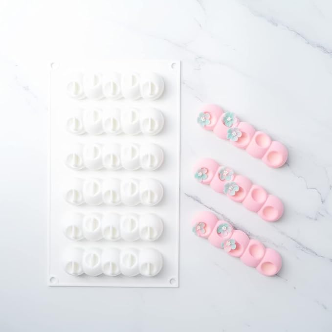 Pastry Tek 6 Cavities Flower Mold, 1 Oven-Ready Flower Chocolate Mold - Flexible, Freezable, White Silicone Flower Candy Mold, Easy Release, For Baking - Restaurantware