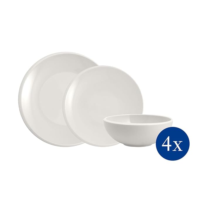 Villeroy & Boch NewMoon 12-Piece Dinnerware Set, Service for 4, Plates & Bowls, Premium Porcelain, Made in Germany