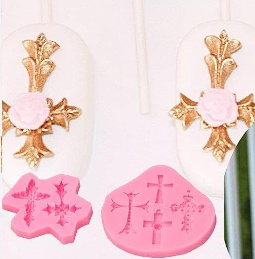 Cross Molds Silicone,2 Pcs Baptism Cake Decorations Cross Cake Mold Cross Mold Baptism Cake Toppers for Baptism Party Supplies