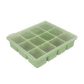 Silicone Freezer Tray, Baby Food Storage Cubes with Clip-On Lid, Freeze Baby Food, Soups, Purees, Ice, Easy and Safe Design, Made in Korea (12, Celadon Green)