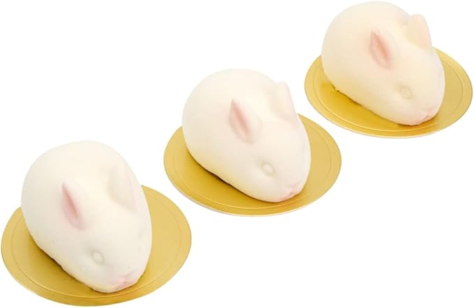 Pastry Tek 6 Cavities Chocolate Bunny Mold, 1 Oven-Ready Easter Candy Mold - Flexible, Freezable, White Silicone Bunny Pan, Easy Release, For Baking - Restaurantware