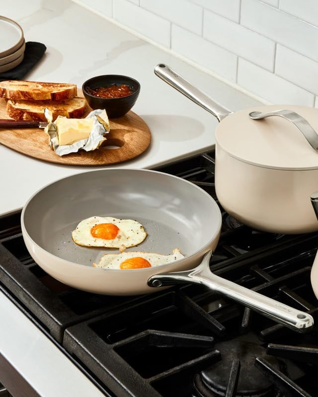 Caraway Nonstick Ceramic Mini Fry Pan (1.05 qt, 8") - Non Toxic, PTFE & PFOA Free - Oven Safe & Compatible with All Stovetops (Gas, Electric & Induction) - White